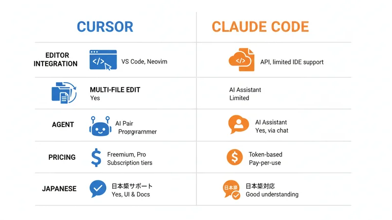 Cursor vs Claude Code 機能比較