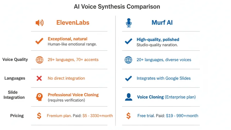 ElevenLabs vs Murf AI 機能比較
