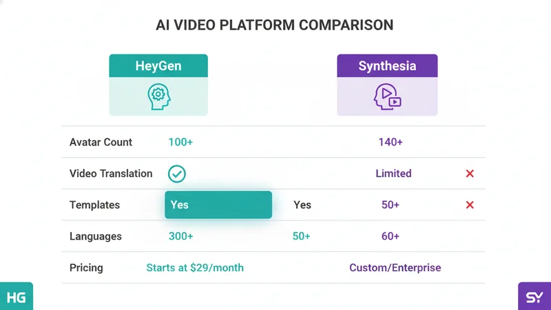 HeyGen vs Synthesia 機能比較