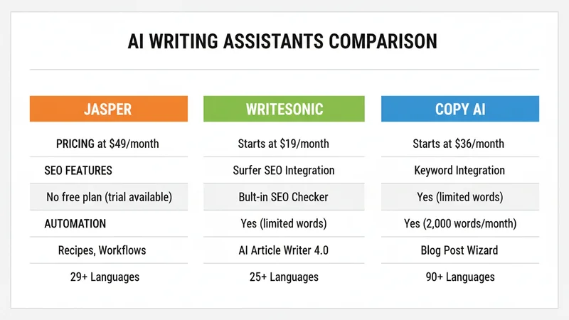 Jasper vs Writesonic vs Copy AI 機能比較