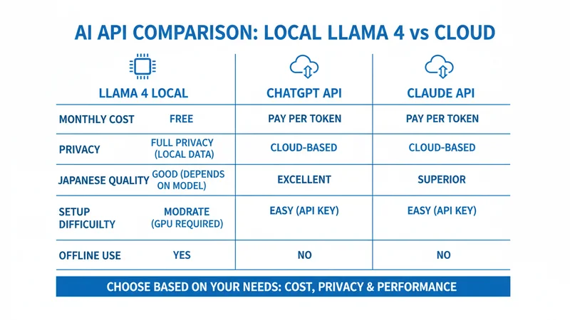 Llama 4 ローカル vs クラウドAPI 比較