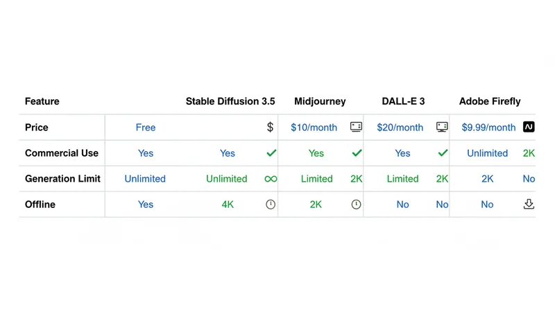 Stable Diffusion 3.5 vs Midjourney vs DALL-E 3 vs Firefly 比較