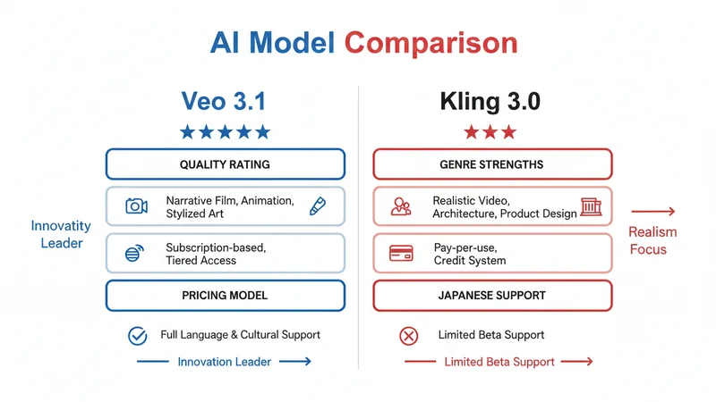 Veo 3.1 vs Kling 3.0 比較
