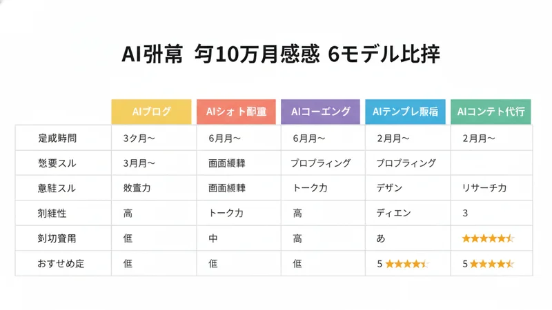 AI副業 月10万円 夏のロードマップ 競合手法比較