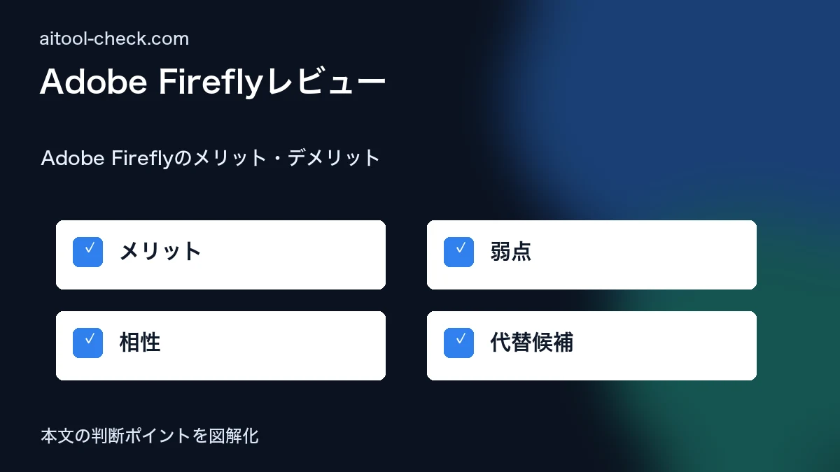 Adobe Fireflyレビュー|フリーランスの商用利用と使い方を検証 Adobe Fireflyのメリット・デメリット 図解
