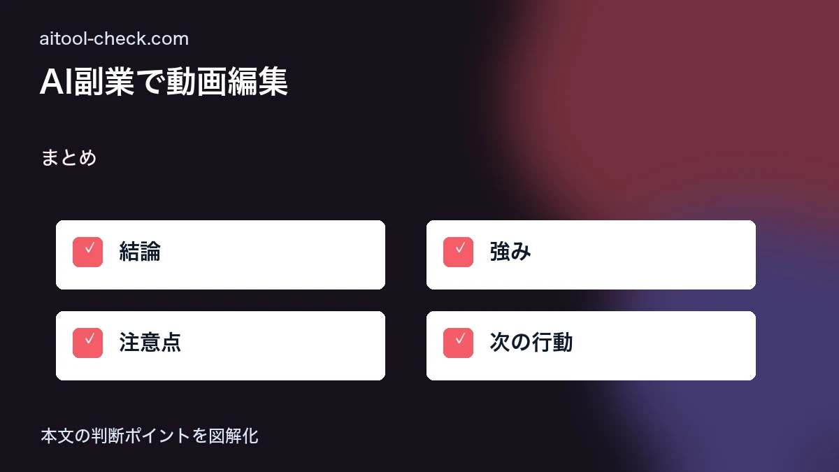 AI副業で動画編集｜月収の始め方とおすすめツール まとめ 図解