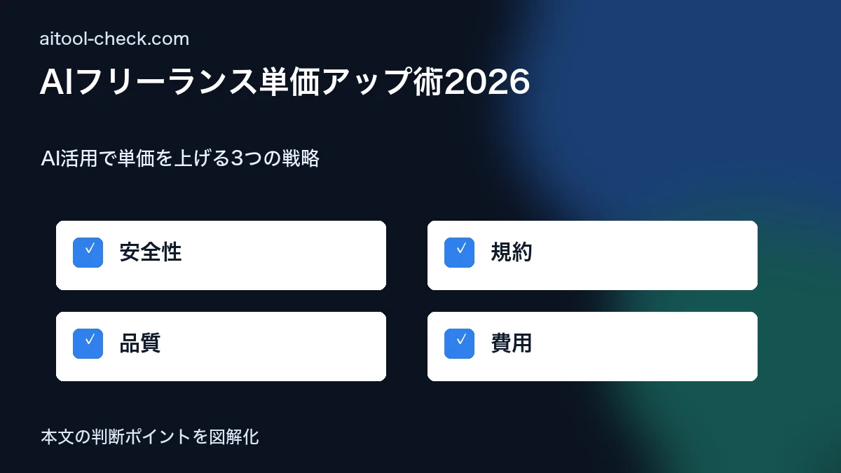 AIフリーランス単価アップ術2026|スキルと交渉で月収を上げる方法 AI活用で単価を上げる3つの戦略 図解