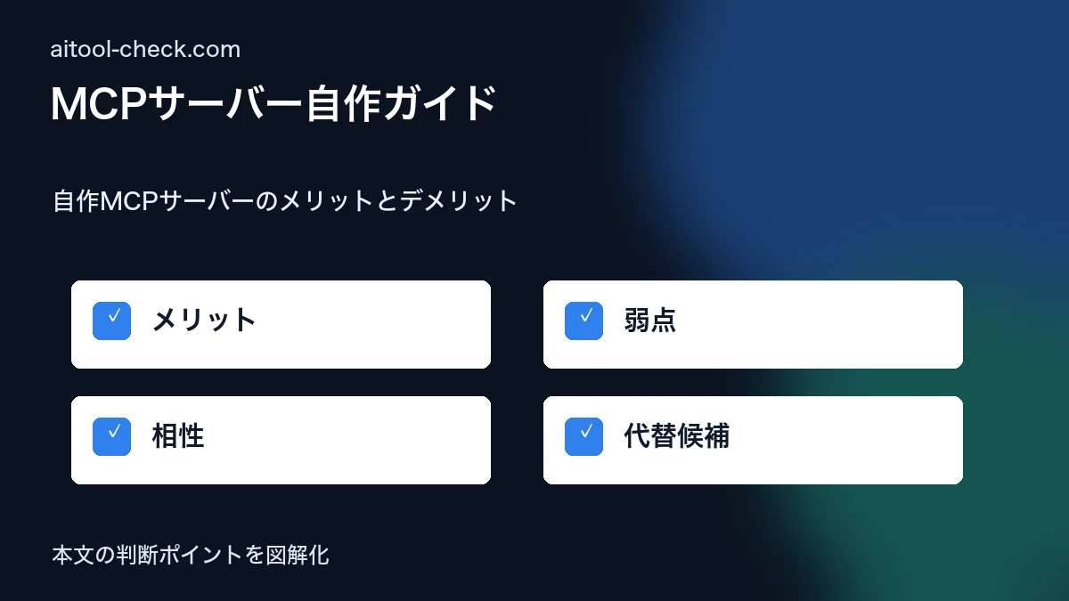 MCPサーバー自作ガイド｜フリーランスがClaude連携で業務を自動化する方法 自作MCPサーバーのメリットとデメリット 図解