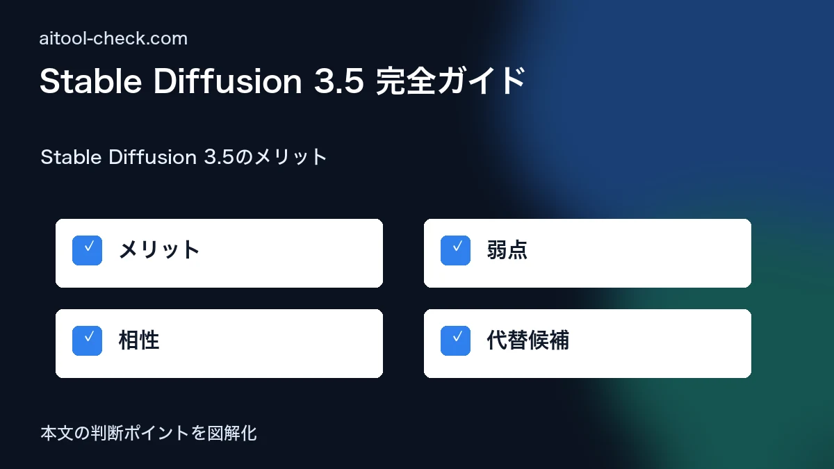 Stable Diffusion 3.5 完全ガイド|無料ローカル実行・商用利用OKの画像生成AI Stable Diffusion 3.5のメリット 図解