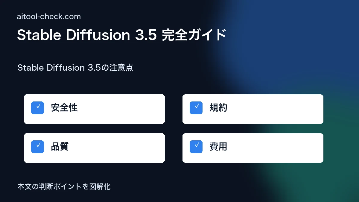 Stable Diffusion 3.5 完全ガイド|無料ローカル実行・商用利用OKの画像生成AI Stable Diffusion 3.5の注意点 図解