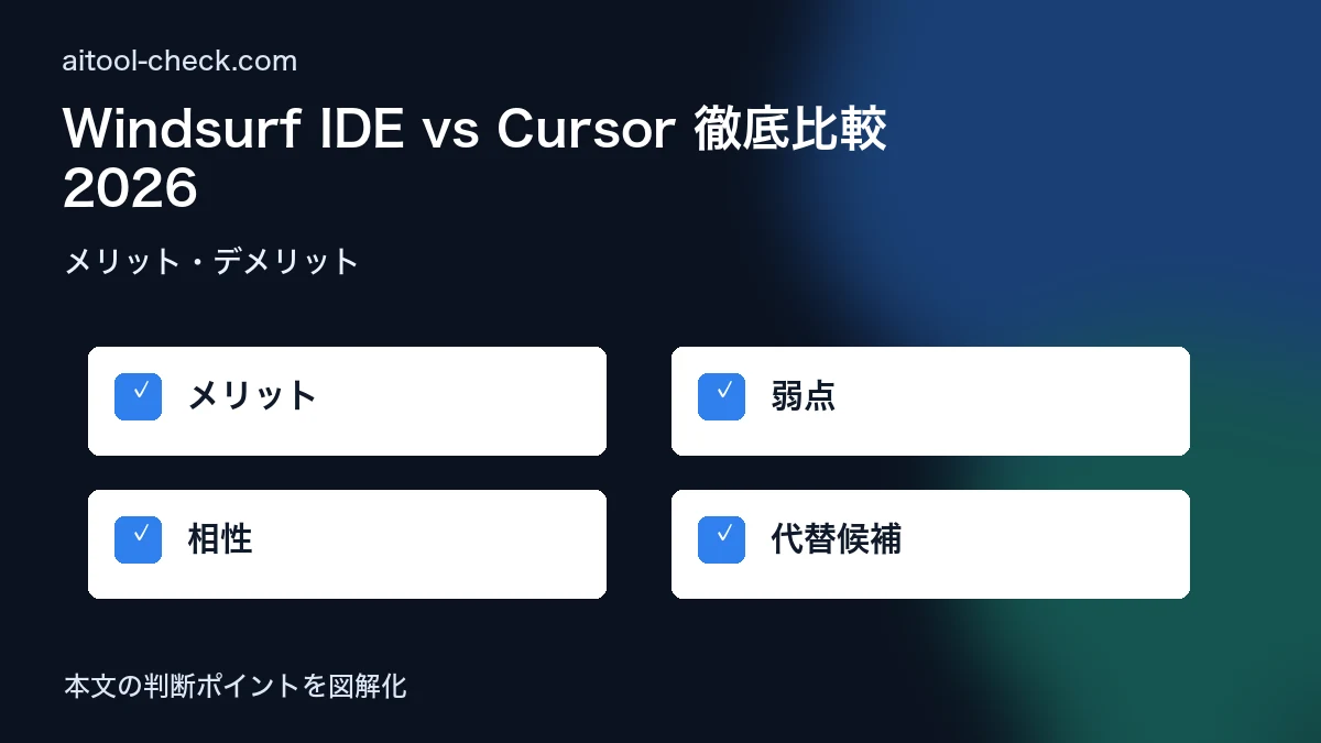 Windsurf IDE vs Cursor 徹底比較 2026｜フリーランスエンジニアはどちらを選ぶべきか メリット・デメリット 図解
