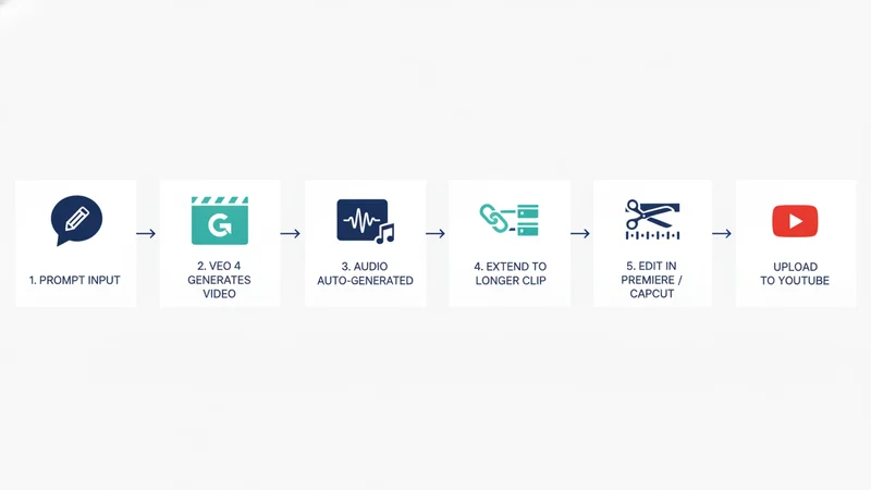 Veo 4 で YouTube 動画を作る6ステップ ワークフロー